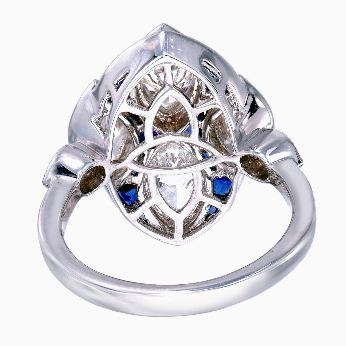 3.00 Carat Diamond And Blue Sapphire Ring In18 Karat White Gold