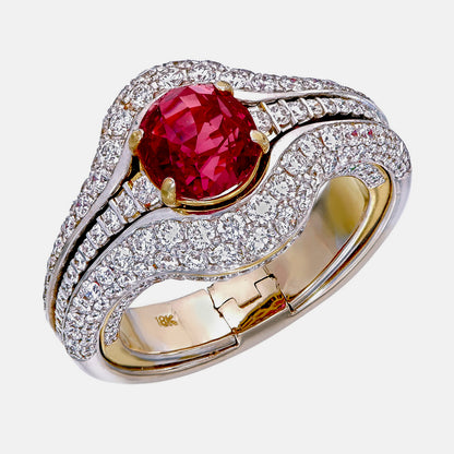 GIA Certified 2.68 Carat Burma Ruby No Heat And Diamond Ring In 18K White Gold