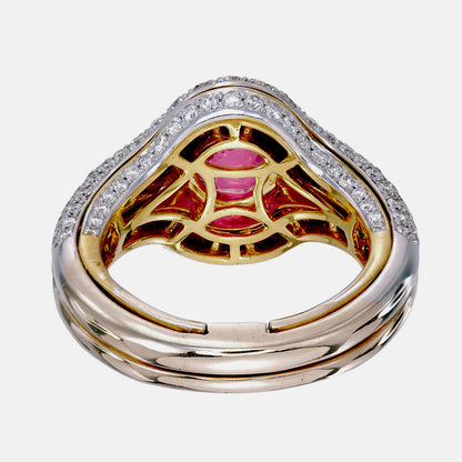 GIA Certified 2.68 Carat Burma Ruby No Heat And Diamond Ring In 18K White Gold
