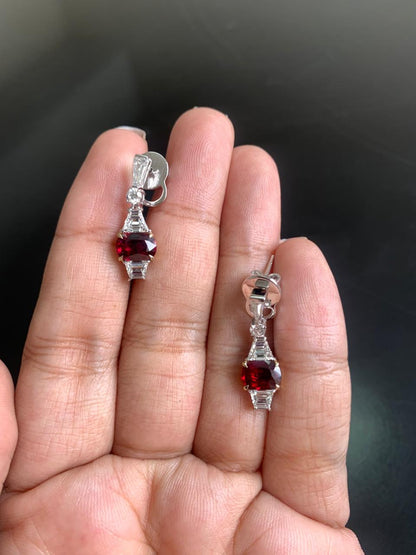 GRS Certified 2.37 Carat Burma Pigeon Blood Ruby And Diamond Earrings In 18 Karat White Gold