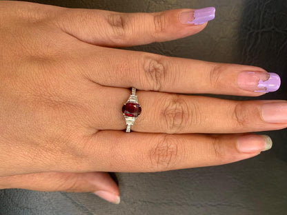 GRS Certified 1.58 Carat Burma No Heat Pigeon Blood Ruby Diamond Ring in 18K