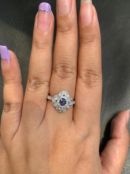 SSEF Certified 1.01 Carat Kashmir Blue Sapphire No Heat Diamond Ring in 18K Gold