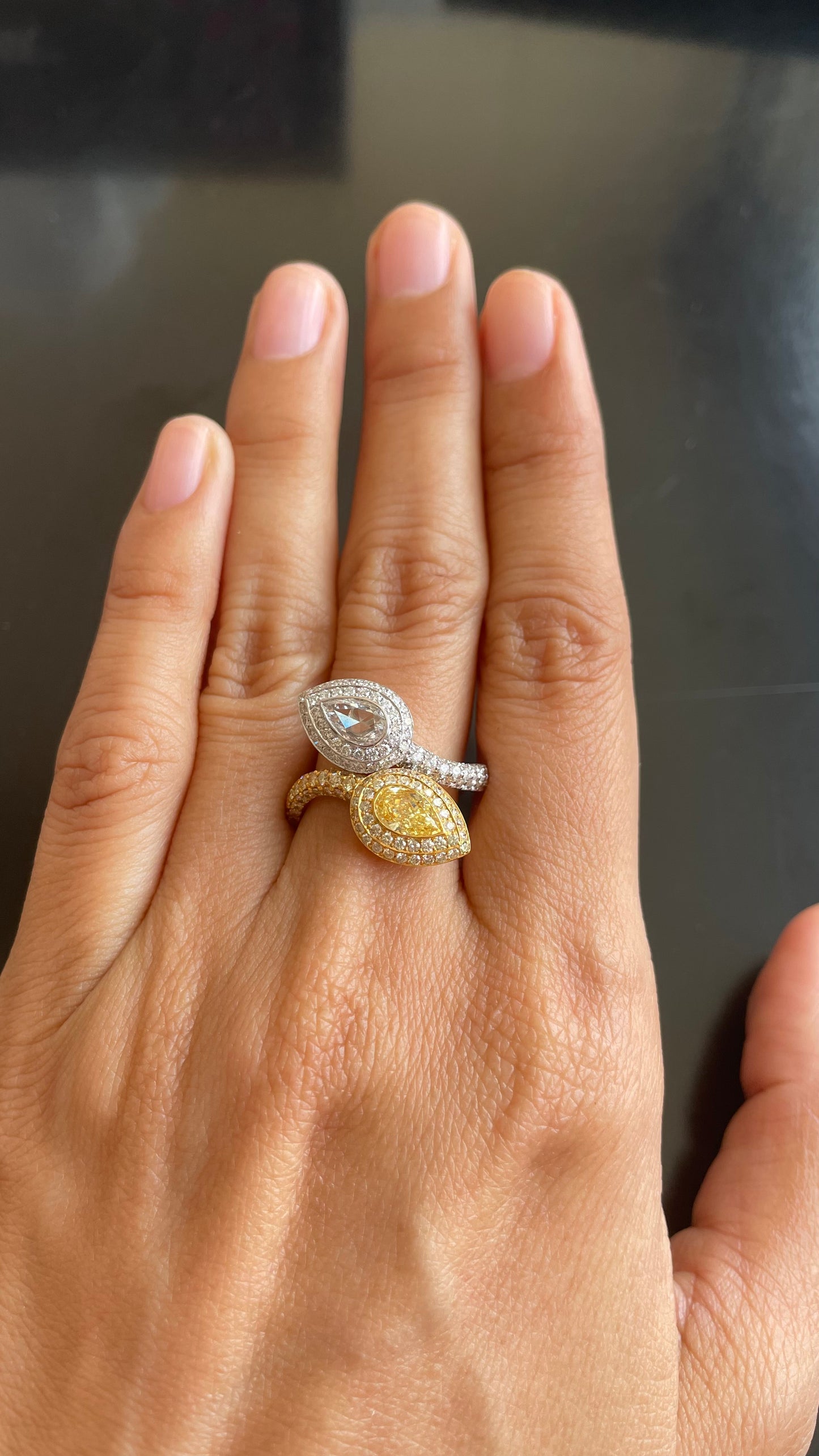 GIA Certified 0.61 Carat Fancy Yellow Diamond And Diamond Ring In 18K W Gold