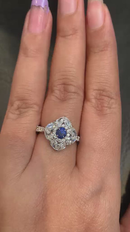 SSEF Certified 1.01 Carat Kashmir Blue Sapphire No Heat Diamond Ring in 18K Gold