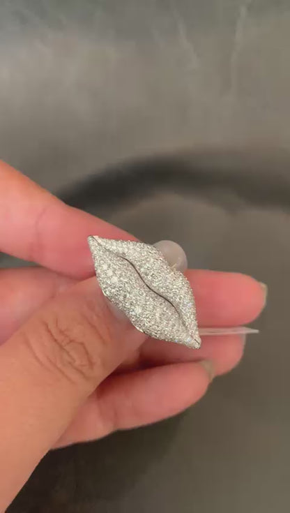 2.59 Carat Diamond Lips Cocktail Ring in 18 Karat White Gold